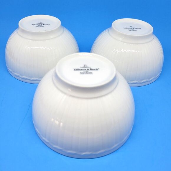 Villeroy And Boch  Cellini Set Of 3 White 5 5/8" Footed Rice Bowls EC - Picture 4 of 8
